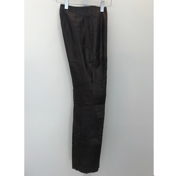 VAUNT BROWN LEATHER ITALIAN BOOTCUT PANTS SIZE US 4 - Picture 7 of 16